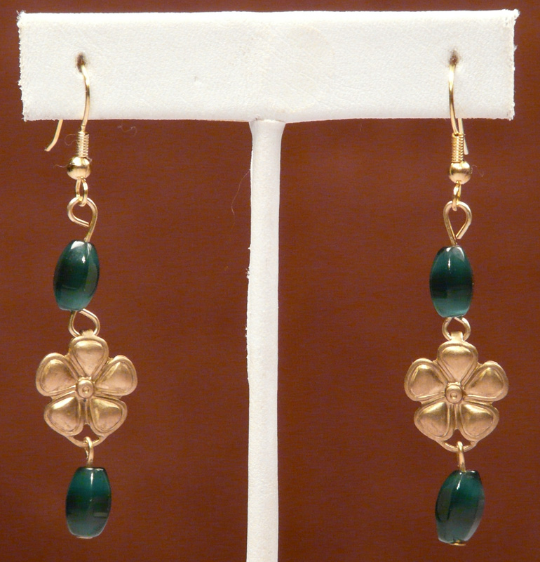 Flower Earrings with Green